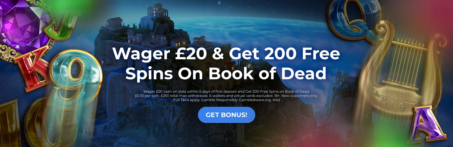 Wager £20 & Get 200 Free Spins On Book of Dead